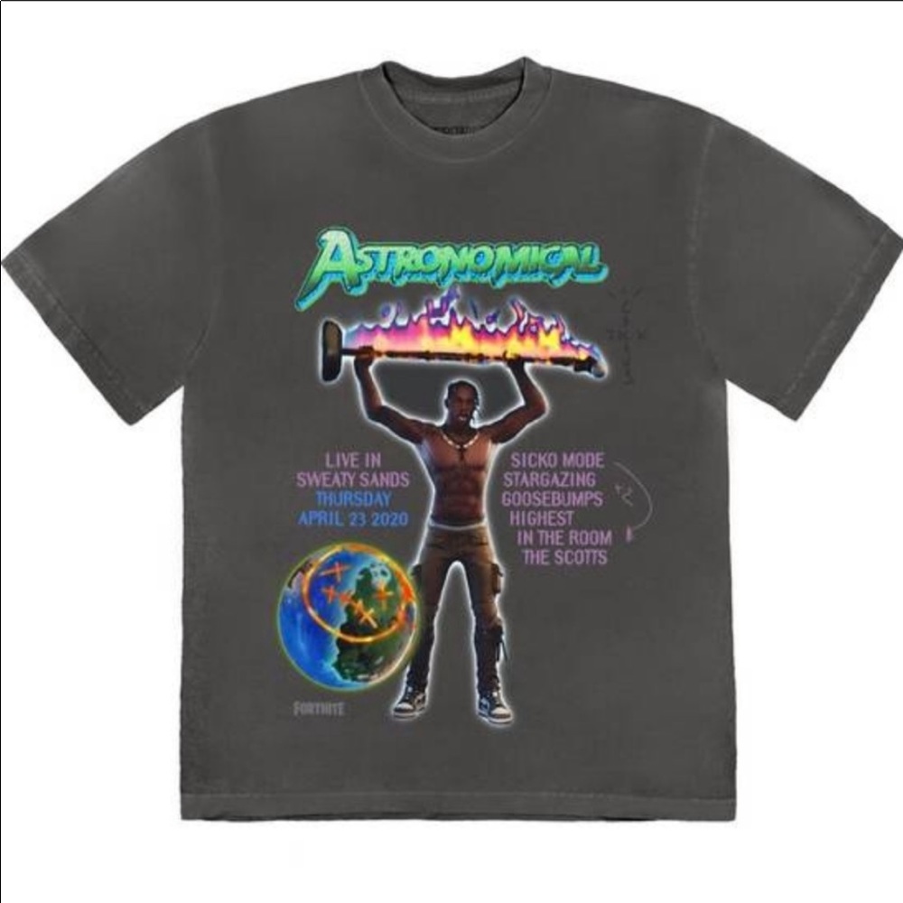 TRAVIS SCOTT Astronomical Astroworld fortnite back bling tee t-shirt